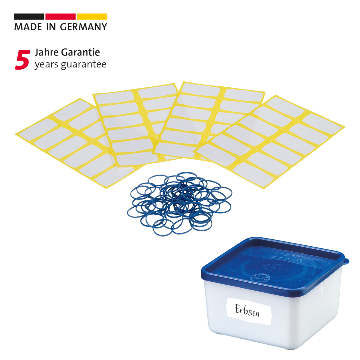 48 Gefriergutetiketten und Gummibänder