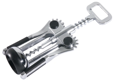 Hebelkorkenzieher aus verchromtem Messing, hochglänzend mit Kunststoffeinlagen Länge: 19,5 cm