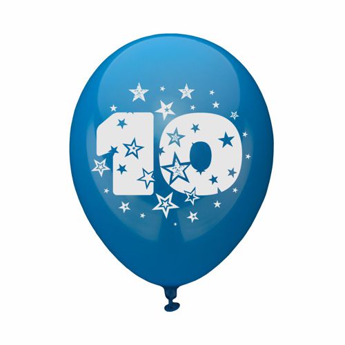 6 Zahlenluftballons Ø 25 cm farbig sortiert "10" von PAPSTAR