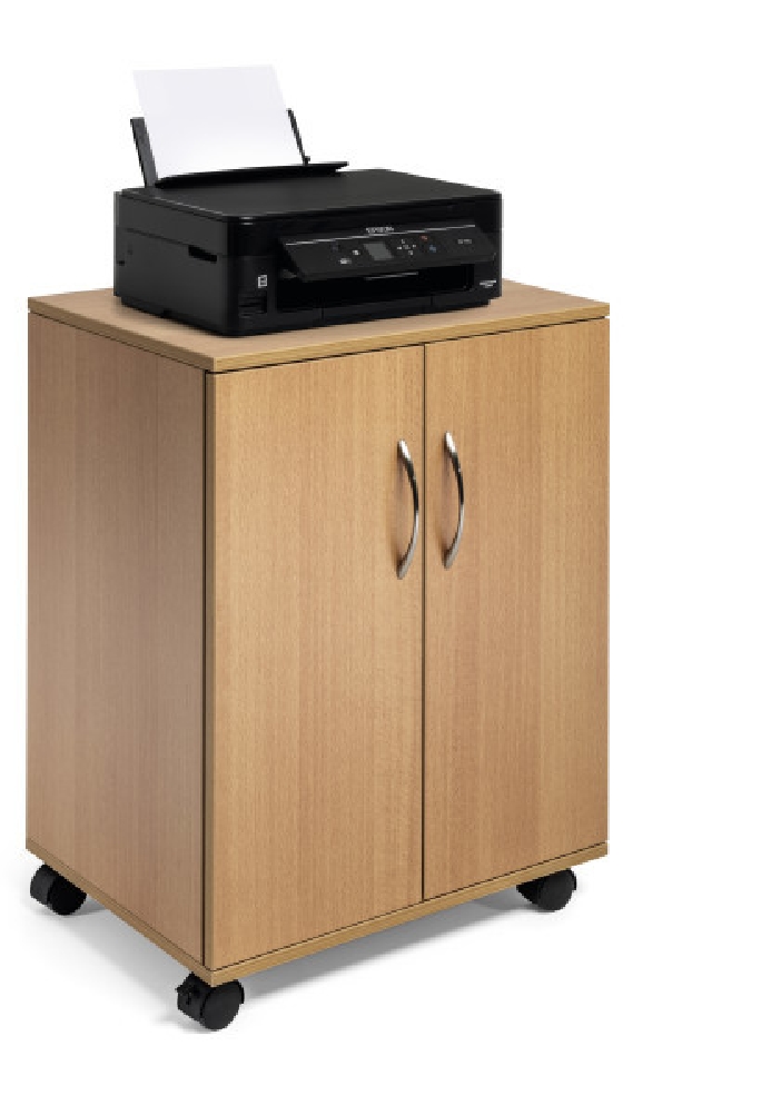 Multifunktionswagen COFFEEPOINT, Farbe: buche, mit 2 Türen und mit 4 Rollen. Aus melaminbeschich- tetem 16 mm Holz. 73,7 x 52,8 x 40 cm (H x B x T)