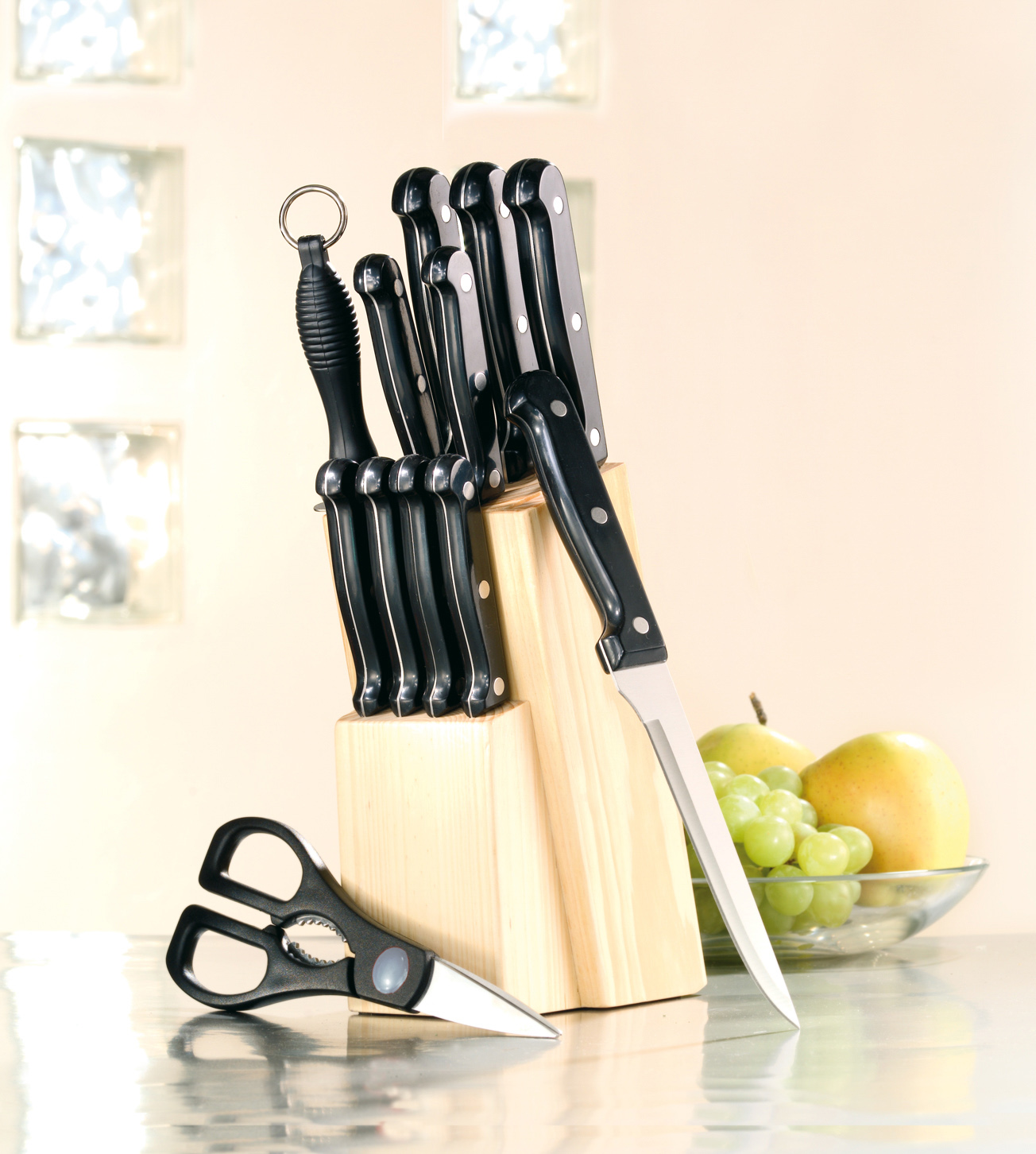 12-teiliges Messerset ORION mit Holz-Block,
