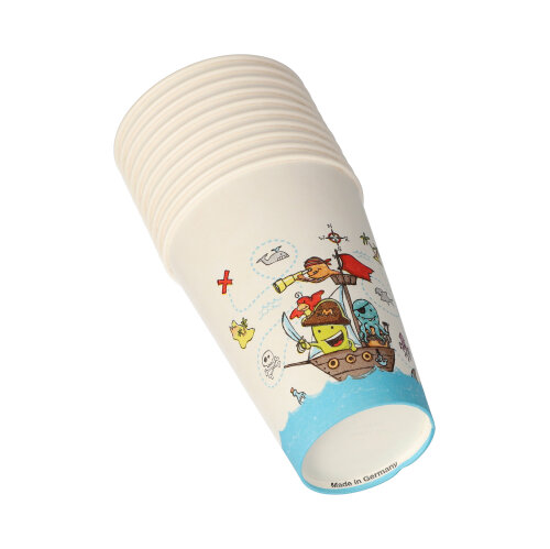 10 Trinkbecher, Pappe 0,2 l Ø 7 cm · 9,7 cm "Pirate Crew" von PAPSTAR
