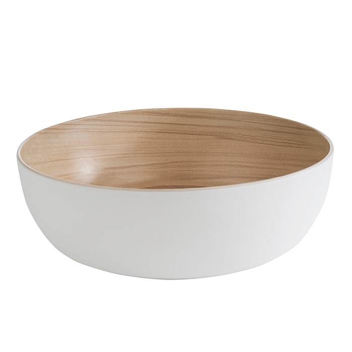 Schale "FRIDA" innen Holzoptik, außen weiß