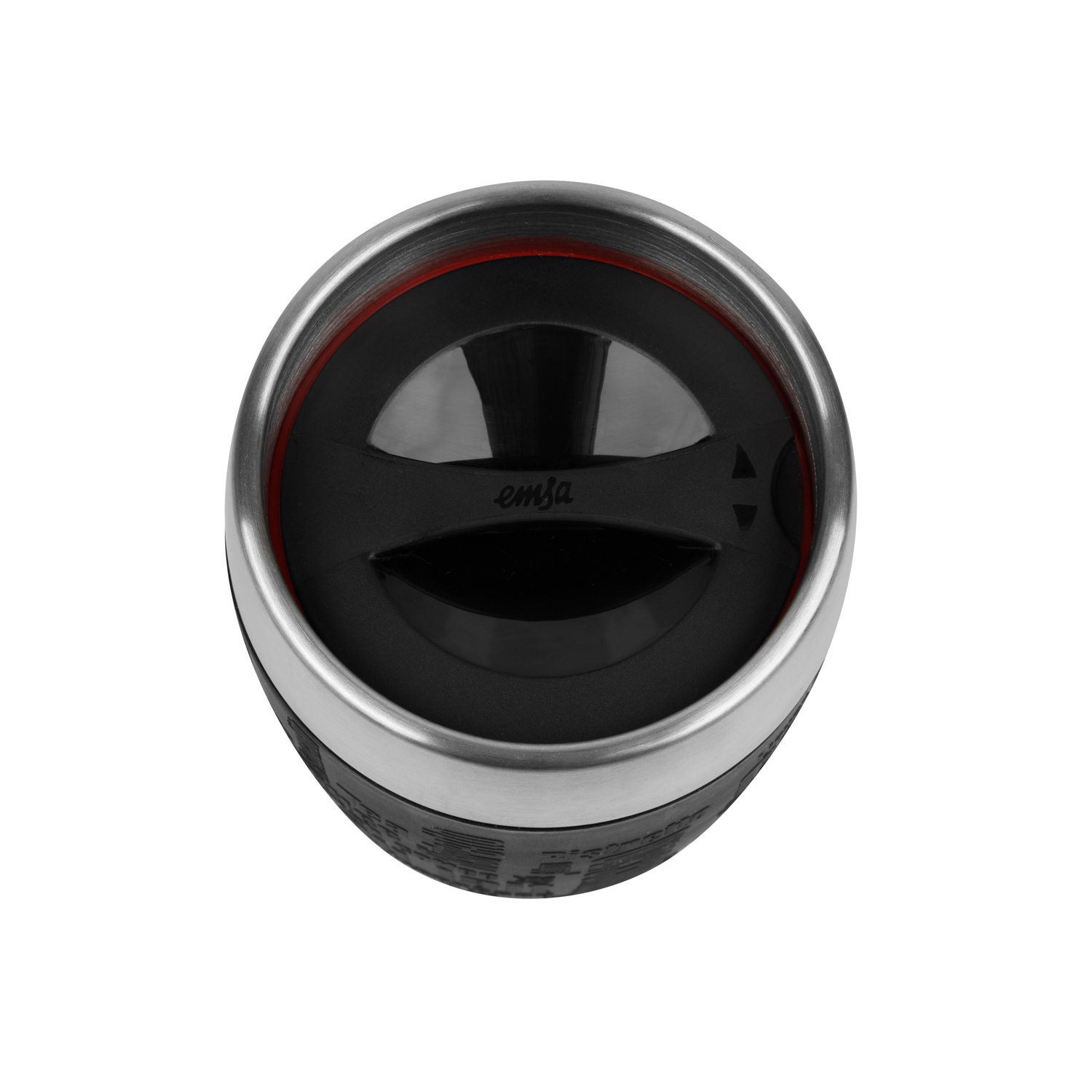 Emsa Isolierbecher TRAVEL CUP, Inhalt 0,2 Liter, Edelstahl 18/10 mit schwarzer Manschette, mit Dreh-Trinkverschluss.