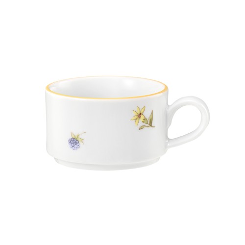 Seltmann Obere zur Moccatasse 0,09 l, rund, Form: Community, Dekor: 57387 Streublume gelbe Linie, hohe Kantenschlagfestigkeit
