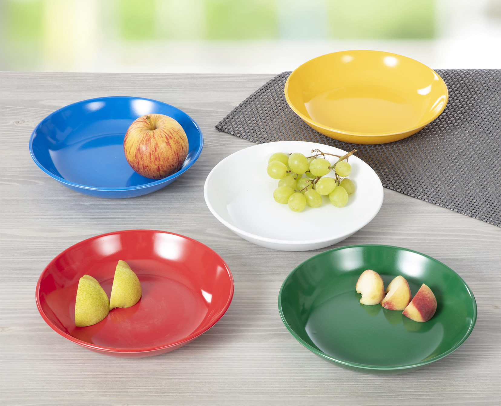 WACA Coupteller COLORA in rot ohne Fahne / breitem Rand, aus Melamin. Durchmesser: 19 cm. Kapazität: 0,5 l.