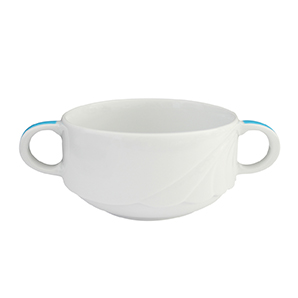 Suppen-Obere 0,26 l stapelbar - Form: Ambiente, Plus - Dekor 79878 Hellblau - aus Porzellan., Hersteller: Eschenbach. "Made in Germany".