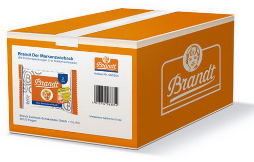 Brandt Markenzwieback à 2 Scheiben Inhalt: 50 Stk. pro Karton