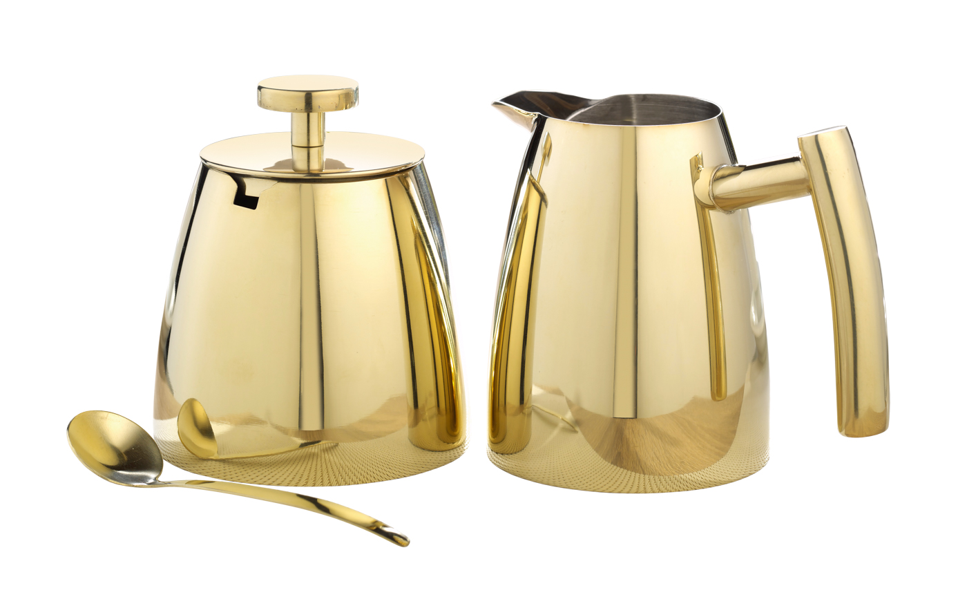 Milch- und Zuckerset CAMBRIDGE, mit PVD-Beschichtung, Farbe: Champagner. aus 18/10 Edelstahl, poliert.