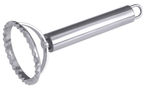 Ravioliausstecher, rund Serie POLARIS, mit seidenmatt poliertem Griff aus Edelstahl 18/10, Ausstecher aus hartverchromten Zinkguss
