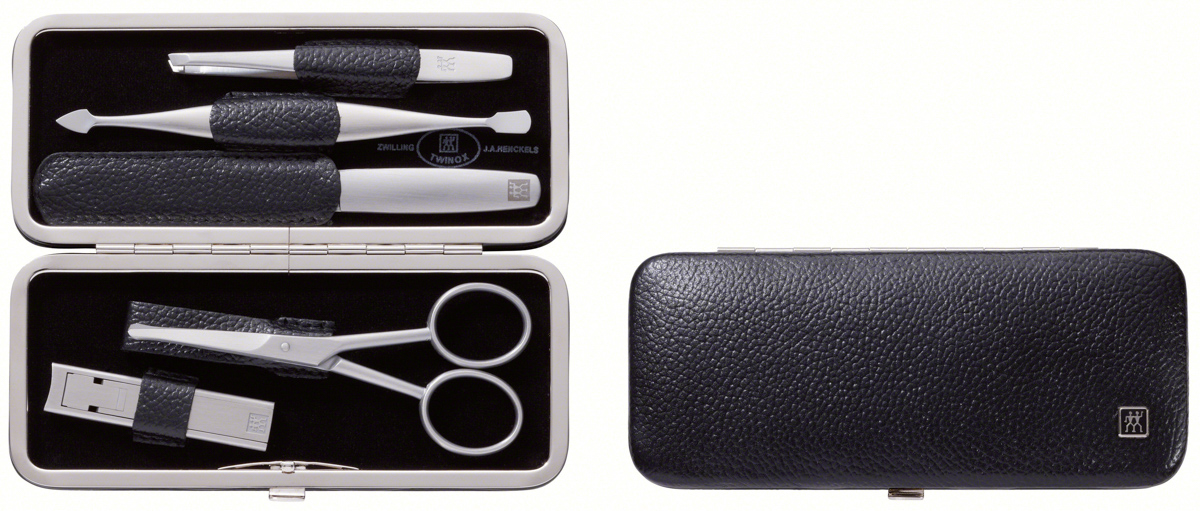 Rahmenetui, 5-tlg, Rindleder, Schwarz, Serie: TWINOX. Marke: ZWILLING
