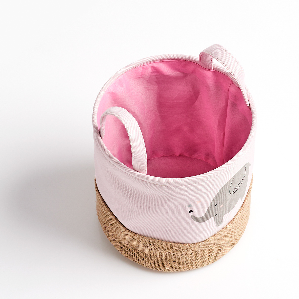 Aufbewahrungskorb, Polyester; Jute; EVA, Ø25x25 cm. Farbe: rosé. Mit diesem Aufbewahrungskorb fällt Groß und Klein das Aufräumen nicht mehr