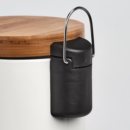 Kosmetikeimer, 3 ltr., Metall/Bambus, weiß. Ø: 168 mm. Höhe: 240 mm.