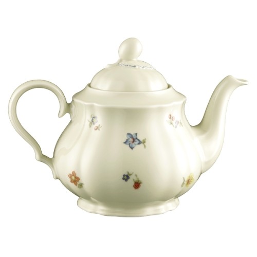 Seltmann Teekanne 6 Personen, Form: Marieluise, Glasur: elfenbein, Dekor: 44714 Blütenmeer