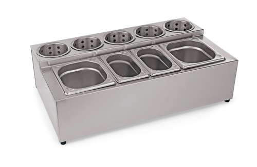 Buffet-Station. Chromnickelstahl. mit rutschhemmenden Füßen, passend für fünf