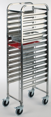 Regalwagen GN 1/1 55 x 38,5 cm, H: 173,5 cm Edelstahl 15 Doppelauflageschienen für max. 30 GN 1/2 Tabletts oder 15 GN 1/1