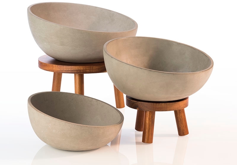 APS Schale SIERRA, Beton, Inhalt: 1,1 Liter, Durchmesser: 220 mm, Höhe: 60 mm, mit möbelschonender Unterseite