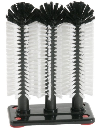 Gläserbürsten für Weizengläser schwarze und weiße Borsten aus Polypropylen, auf stabiler Kunststoffplatte 19 x 10 cm, mit 4 Saugfüßen
