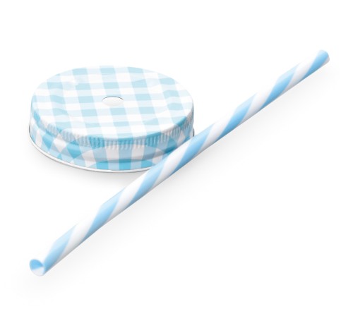 Deckel mit Trinkhalm. Weißblech. Deckel bitte separat bestellen.