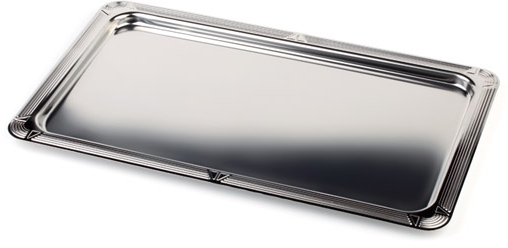 GN 1/1 Tablett -PROFI LINE- 53 x 32,5 cm, H: 1,5 cm 18/10 Edelstahl hochglanzpoliert mit Dekor-Rand Materialdicke 0,8 mm