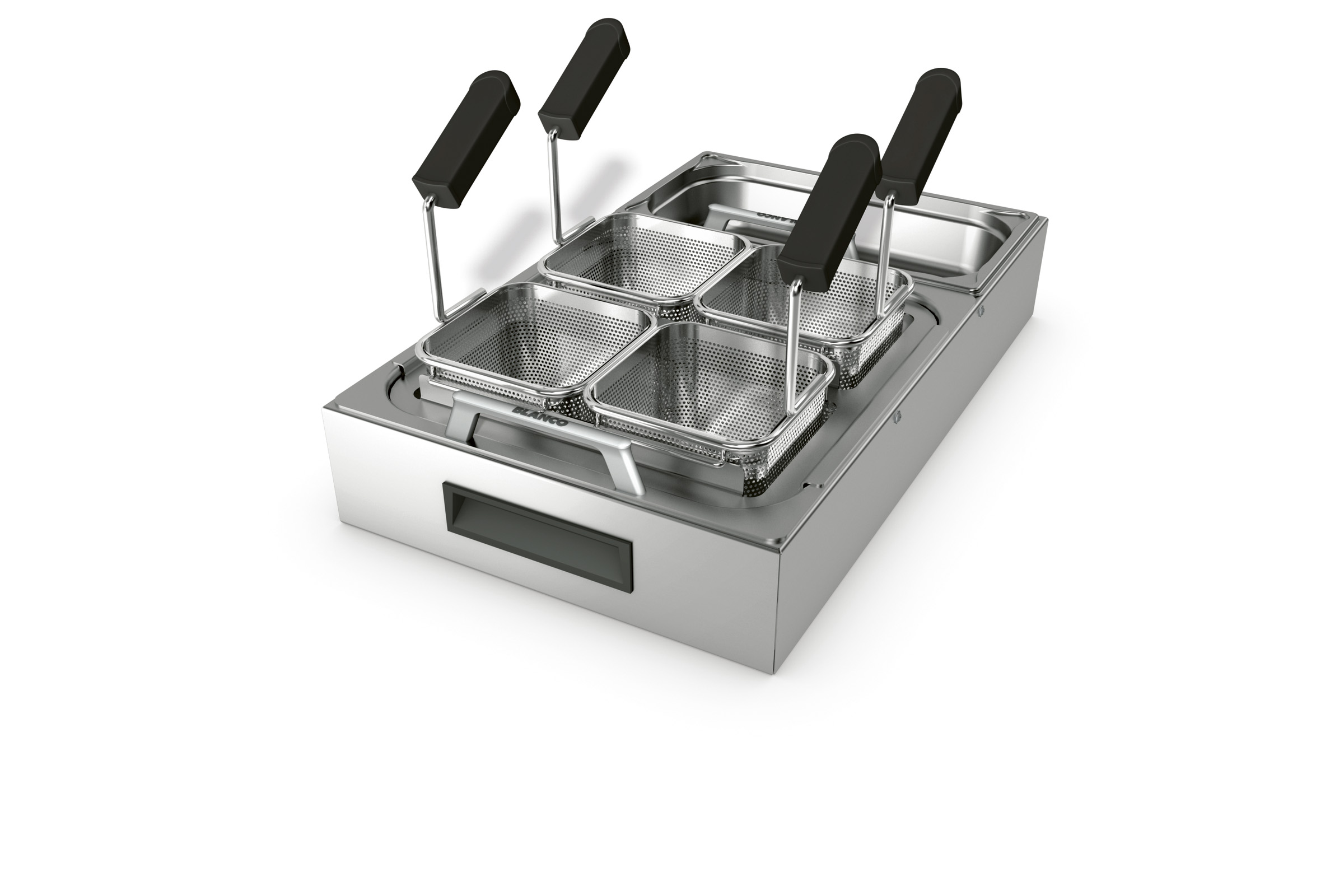 BLANCO Pastakocher-Set a.:- Edelstahlrahmen (530 x 325 x 95 mm), - GN 2/3-100 a. induktionsgeeig. Mehrschichtmaterial mit 2 Griffen, - GN 1/3-65, -