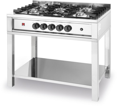 HENDI Gasherd - 5 Brenner mit offenem Unterbau - 14.3 kW(h) - 900x600x(H)850 mm 230 V