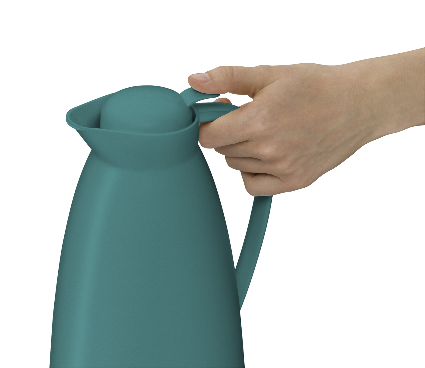 Isolierkanne Eco boho green mat 1,0 l; Design by Martin Hauenstein; hochwertiger Kunststoff gefrostet mit Hartglaseinsatz