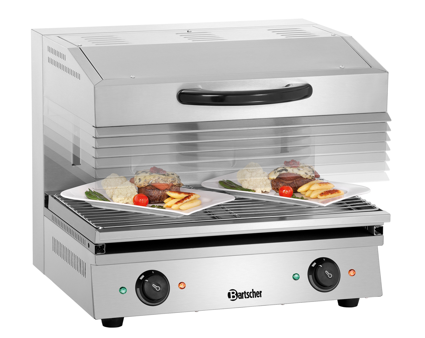 Bartscher Lift-Salamander 600-2Z |Fettauffangbehälter: Ja | Maße: 60 x 54 x 53,0 cm.Gewicht: 47,7 kg