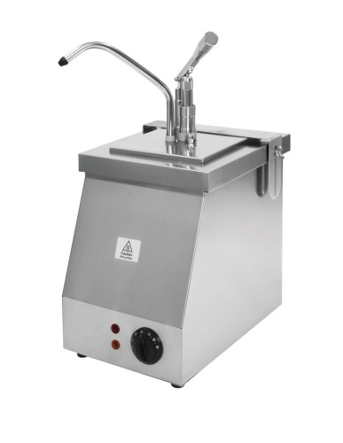 Warmhaltegerät mit Hebelbedienung GN 1/6. 290x230x510 mm - 3 Liter. GN 1/6-Behälter – 200 mm. spezielle für warme Saucen, beheiztes