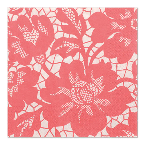 30 Servietten, 3-lagig 1/4-Falz 33 cm x 33 cm rosa "Rich Lace" von PAPSTAR