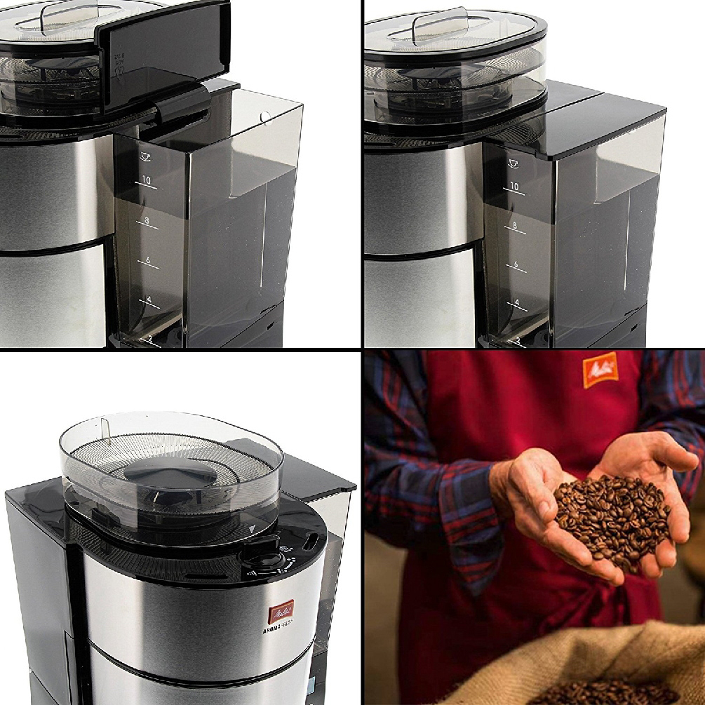 Kaffeemaschine AromaFresh für Kaffeebohnen ODER Filterkaffee von Melitta. Integriertes Mahlwerk nach Belieben zu- oder abschaltbar.