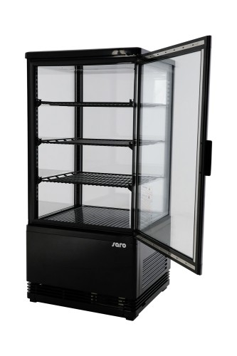 SARO Kühlvitrine Modell SC 80 schwarz - Material: (Gehäuse) Kunststoff, schwarz - 4-seitig doppelverglast - 3 höhenverstellbare Roste,