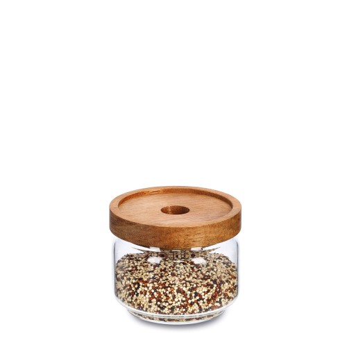 Vorratsglas m. Akaziendeckel, 350 ml. Ø: 90 mm. .