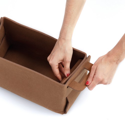 Aufbewahrungskorb, Filz, cognac. Länge: 290 mm. Breite: 160 mm. Höhe: 180 mm