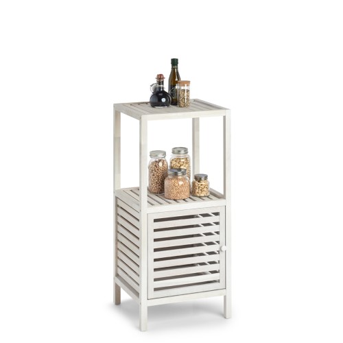 Badschrank m. Ablage, Walnussholz, naturweiß / Maße: 39,5x35,5x86,5 cm