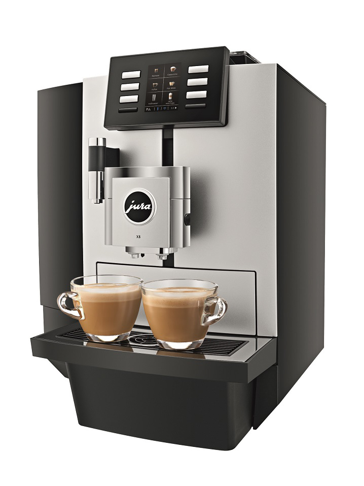 Kaffeevollautomat Jura X8, mit 2,8 Zoll TFT-Farbdisplay für zahlreiche Kaffee-Spezialitäten auf Knopfdruck