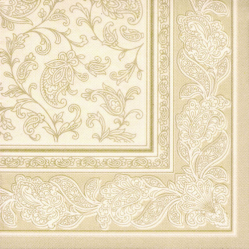 20 Servietten "ROYAL Collection" 1/4-Falz 40 cm x 40 cm champagner "Ornaments" von PAPSTAR