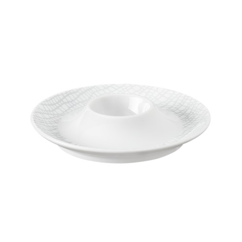 Seltmann Eierbecher mit Ablage, rund, Form: Life, Dekor: 25675 Fashion elegant grey, hohe Kantenschlagfestigkeit, Made in Germany
