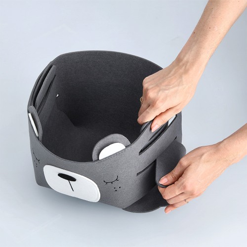 Aufbewahrungskorb "Bär", Filz, grau / Maße: 21x21x17 cm