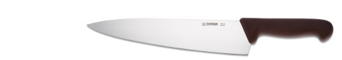 Giesser Kochmesser mit 26 cm Klingenlänge, breite Form, brauner Griff, Klinge aus hochwertigem Chrom-Molybdän-Stahl