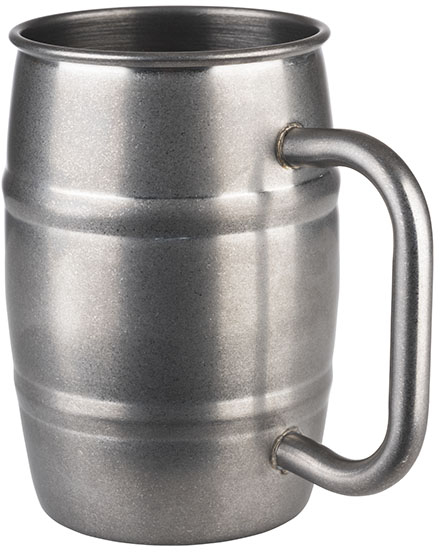 Becher -BEER MUG- Ø 8,5 cm, H: 13 cm Edelstahl Antik-Edelstahl-Look Volumen: 0,5 Liter nicht spülmaschinengeeignet