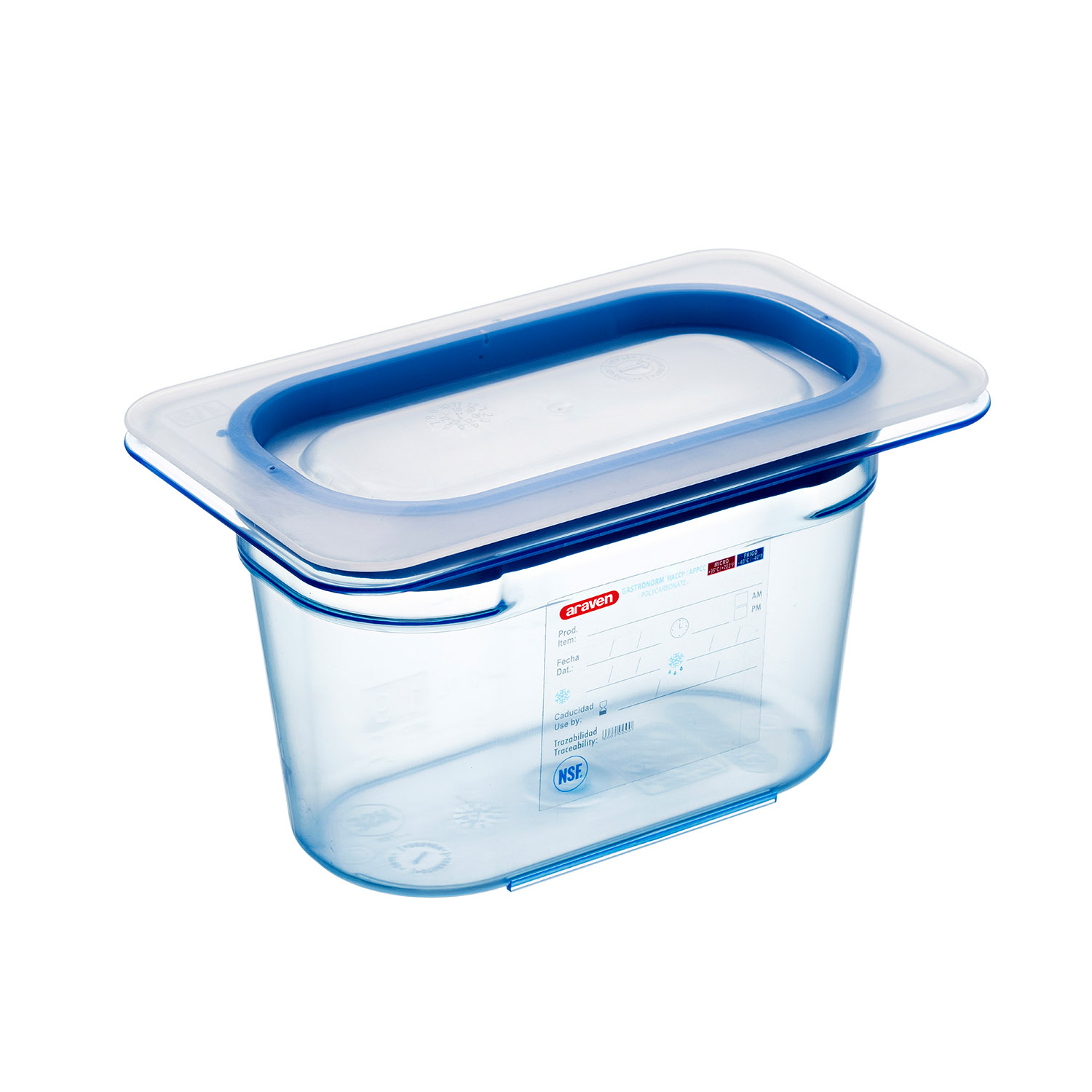ARAVEN luftdichter Behälter mit Deckel GN 1/9 100mm Höhe und 0,75 Liter Fassungsvermögen, BPA-frei
