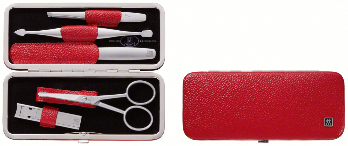 Rahmenetui, 5-tlg, Rindleder, Rot, Serie: TWINOX. Marke: ZWILLING