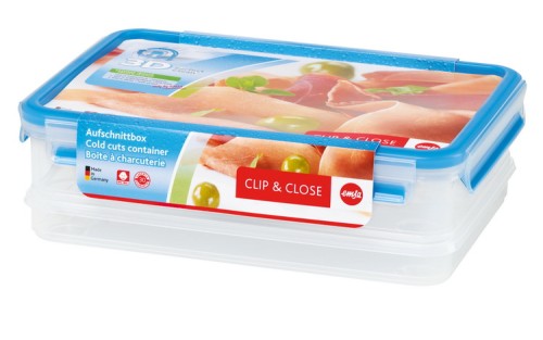 Emsa CLIP & CLOSE Aufschnittboxen-Set 2-teilig aus Kunststoff rechteckig (1,65 und 1,0 Liter) - 100 % dicht - Made in Germany