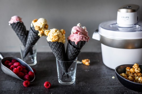 Krups Eismaschine VENICE PERFECT MIX, für 1 Liter Eis, Sorbet, Frozen Yoghurt, mit Rezeptheft und Silikonlöffel