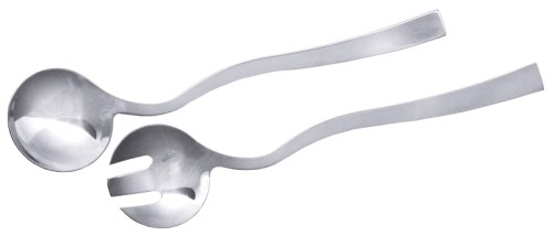 Salat-/Chafing Dish-Besteck zweiteilig, aus Edelstahl 18/10, hochglänzend, schwere Qualität Löffelmaß: 7 cm x 7 cm, Gesamtlänge: 29