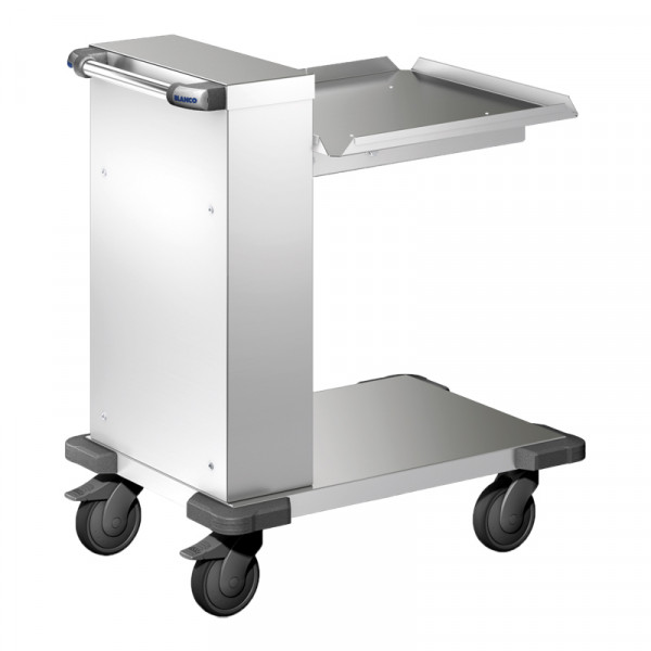 BLANCO Korbspender a. rostfreiem Edelstahl, 4 Lenkrollen Ø 125 mm, davon 2 m. Feststeller, unbeheizt, offene a.führung, Korbmaße: 500 x