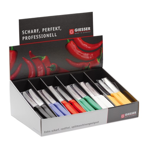 Thekendisplay; 72-tlg. schwarz, gelb, rot, blau, weiß, grün Giesser - Made in Germany
