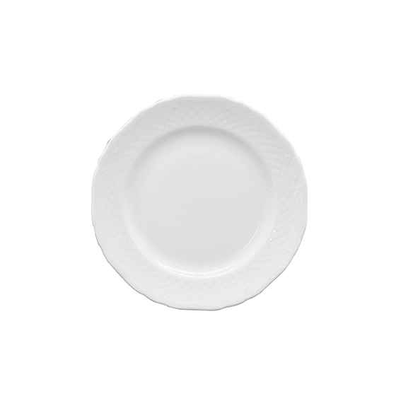 Teller flach 15 cm - Form: La Reine - weiss - aus, Porzellan. Hersteller: Eschenbach. "Made in, Germany".