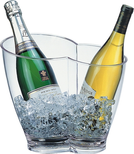 Wein- / Sektkühler 30,5 x 21,5 cm, H: 26 cm MS, glasklar, 4 Liter für 2 Flaschen geeignet nicht spülmaschinengeeignet